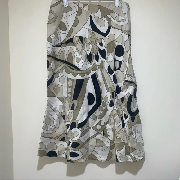 Womens Kate Hill Vintage Y2K Aztec Floral print Silk and Linen Midi Skirt S: 10 - Picture 2 of 14